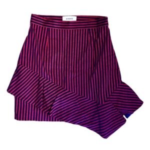 Pinko Asymmetrical Skirt in Pink and Black Stripes